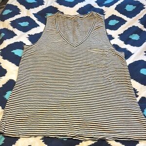 Madewell Black & White Striped V-Neck Tank